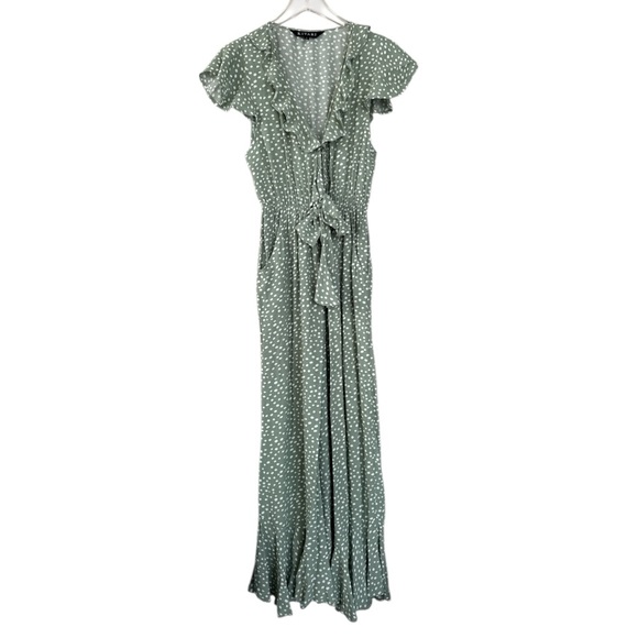 Kivari Capri Jumpsuit in Sage Polka Size Small